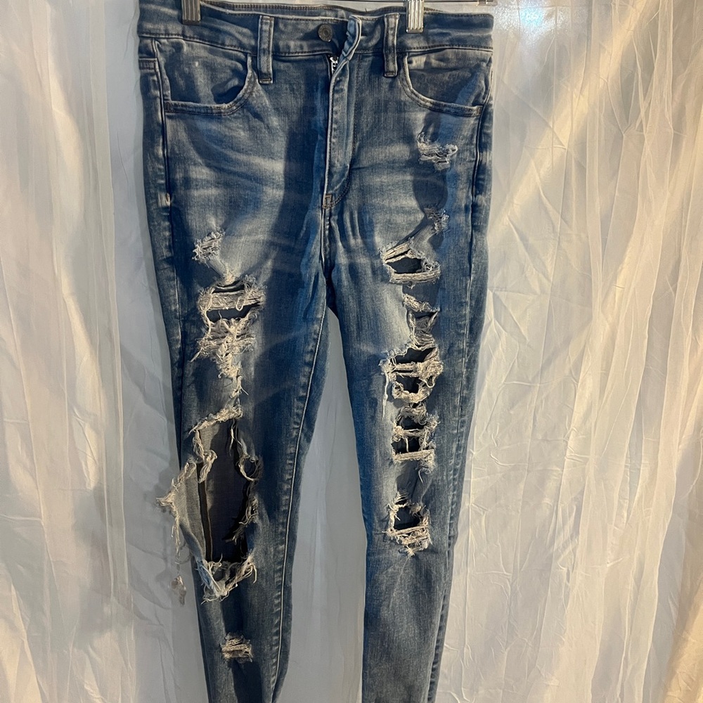 American Eagle Outfitters Ripped Blue Skinny Jeans